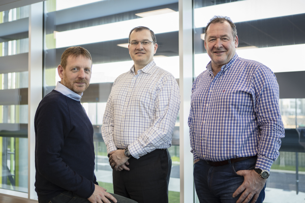 Kao Data COO Paul Finch (left) says the facility has an "acute focus on reliability and availability". Alsp pictured are CEO Jan Daan Luycks CEO (centre) and CTO Gerard Thibault.